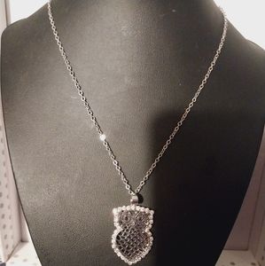 NWT SILVERTONE OWL PENDANT NECKLACE